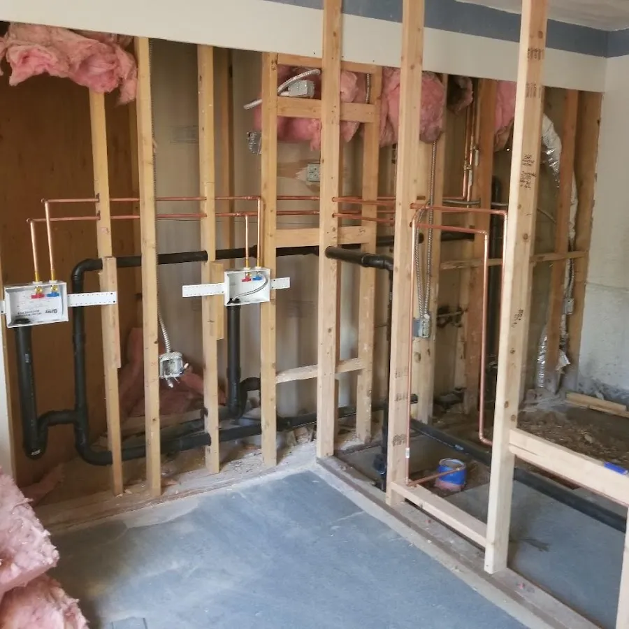 Copper pipe rough-in and plumbing installation in Charlottesville